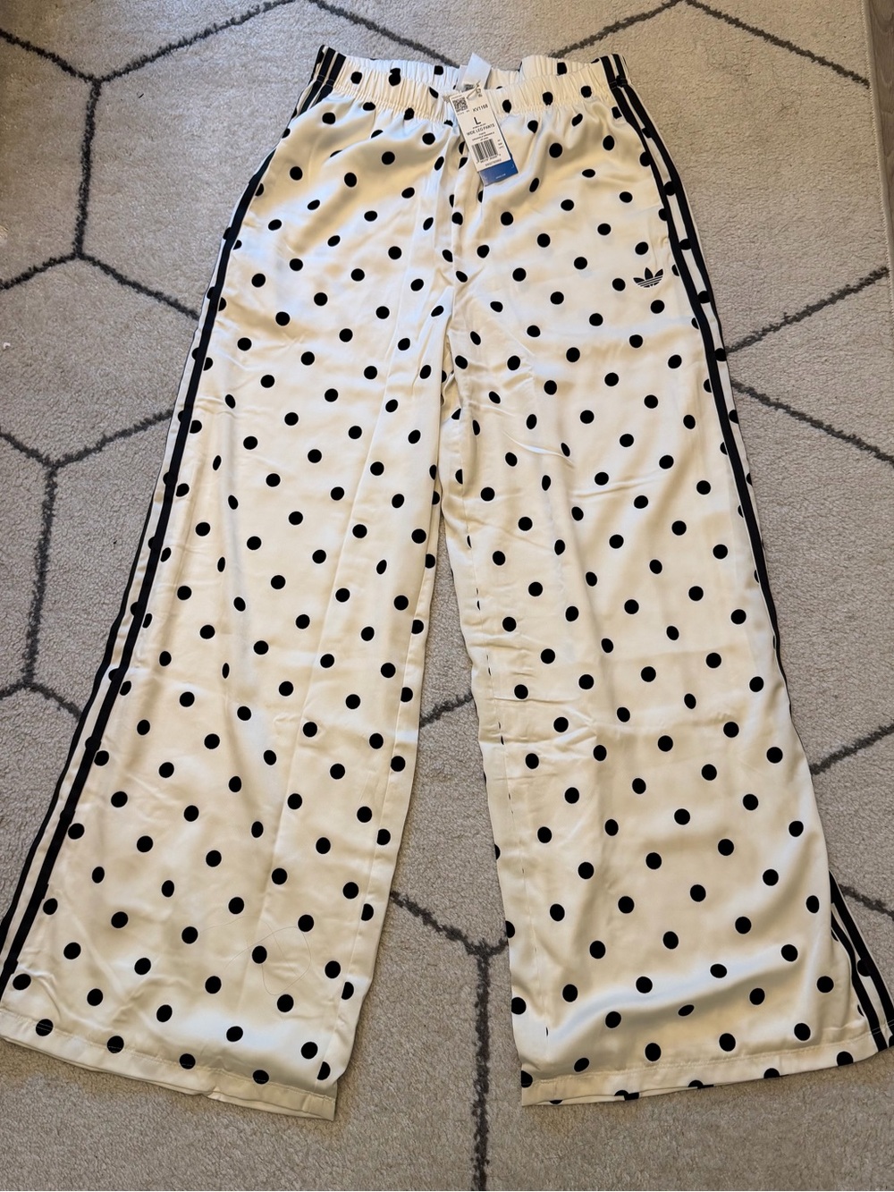 Adidas Originals Polka Dot Wide Leg Track Pants NWT Size L - Picture 7 of 9